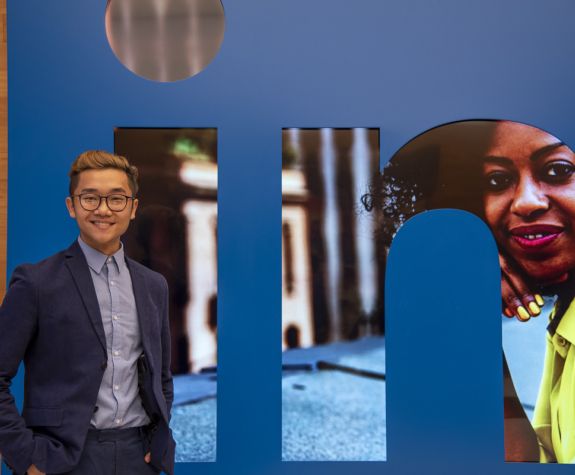 Student at LinkedIn headquarters in San Francisco
